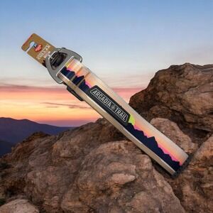 Arcadia Trail Dog Thick Collar D Ring‎ XL 20-28  Mountain Hiking Scene Print